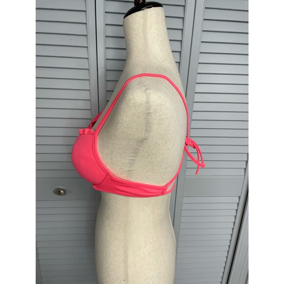 Victoria’s Secret hot pink ruffled bikini swim top push up womens size 34 B - Picture 4 of 5